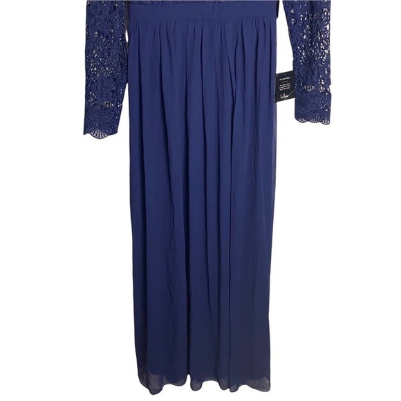 Lulus Awaken My Love Navy Blue Long Sleeves Lace Maxi Dress Size Medium New - Picture 7 of 15